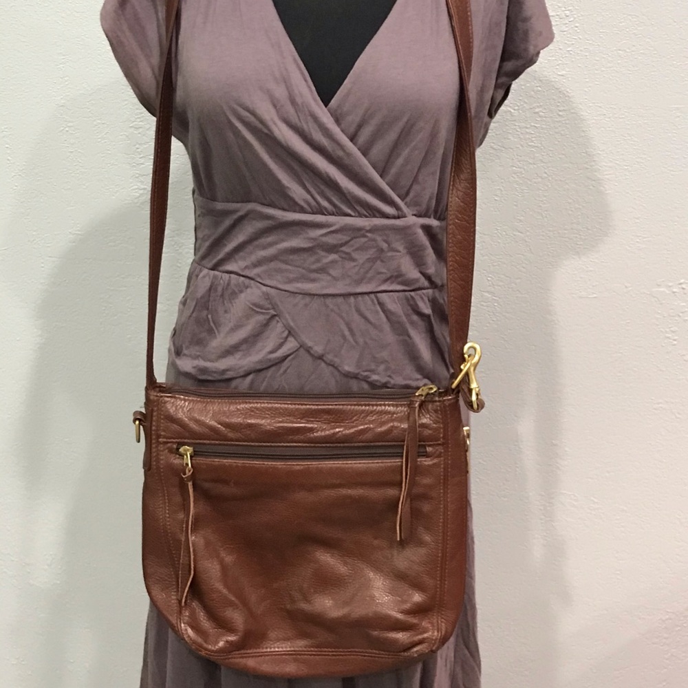 Classic Brown Leather Crossbody Bag - Women